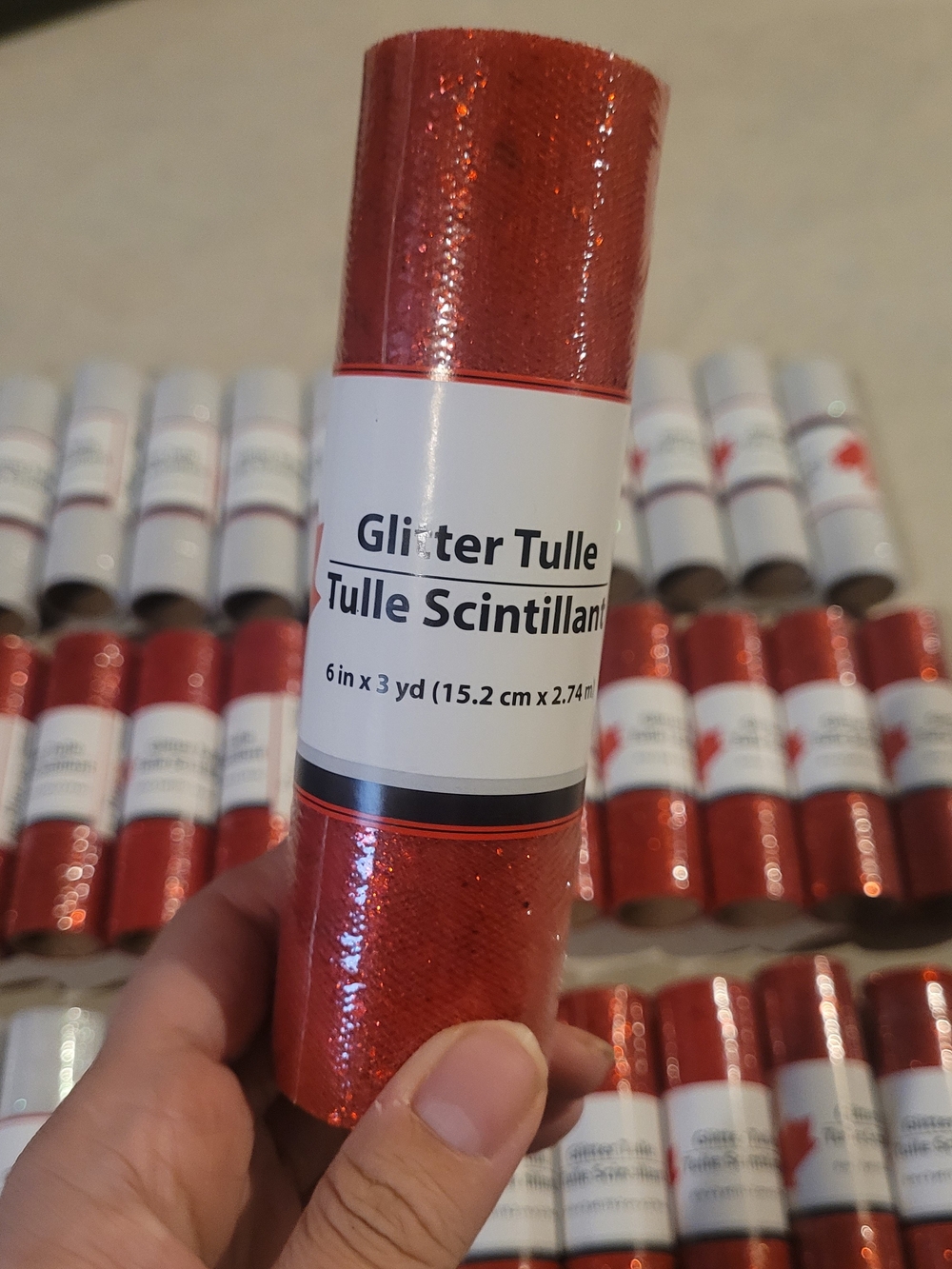 Glitter Tulle Rolls - Red & White Sparkle 36 Rolls Bundle - Picture 3 of 4